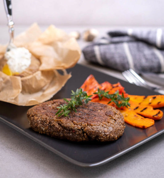 Hack-Allerlei Steak mit Ofenkartoffel