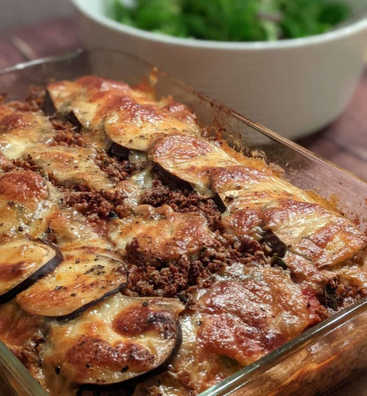 Mediterraner Gemüseauflauf zubereitet mit dem vegetarischen möhrengrün Hack-Allerlei
